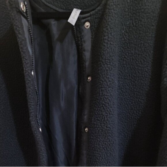 Fabletics Lennon Fleece Coat Grey Oversized Relaxed Zip Snap Jacket Women’s M - Picture 4 of 6